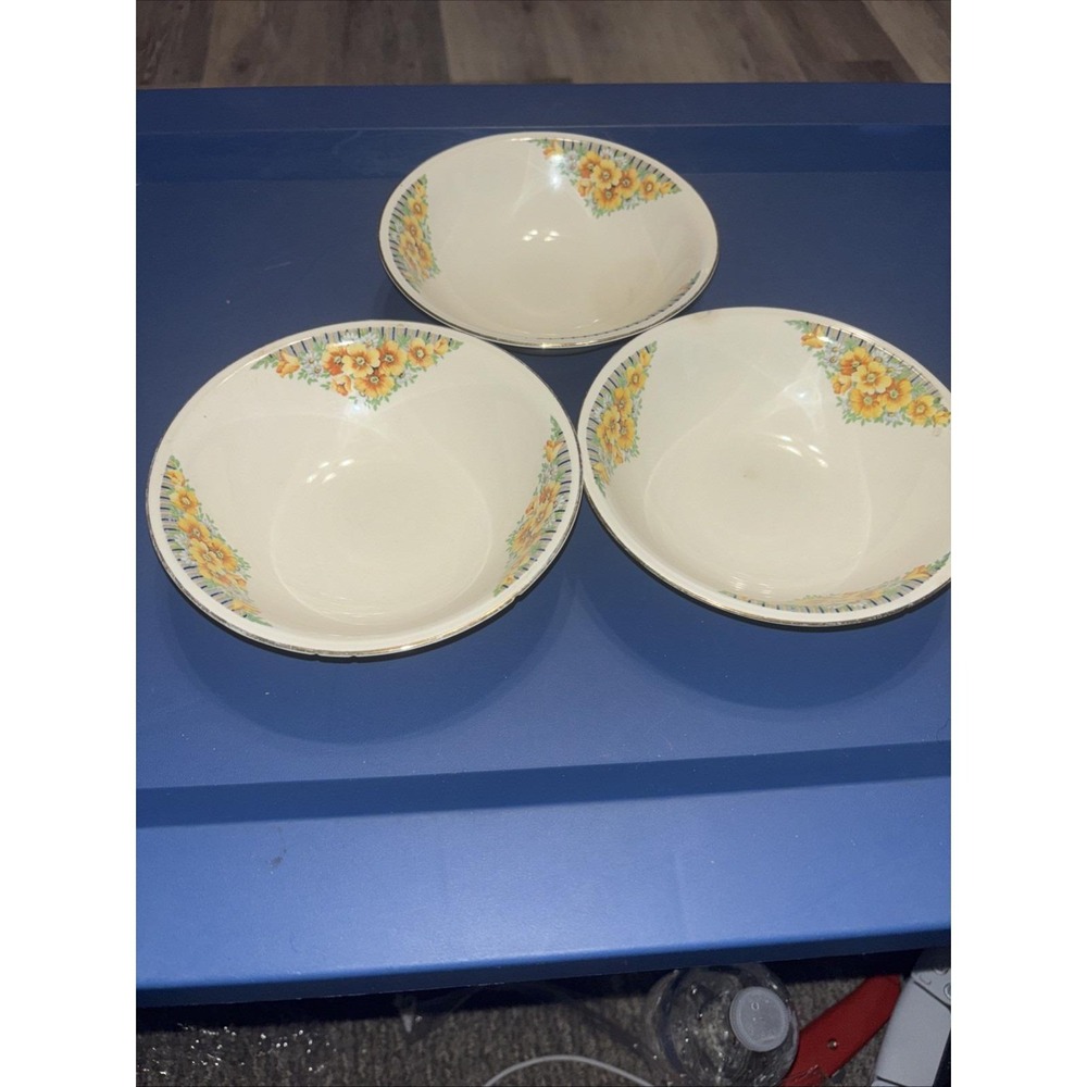 Vintage Cunningham Pickett Nautilus Eggshell 6" Bowls Set of 3 22K Gold USA